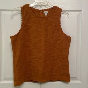 J CREW Sleeveless Top with Scalloped Trim & Textured Material